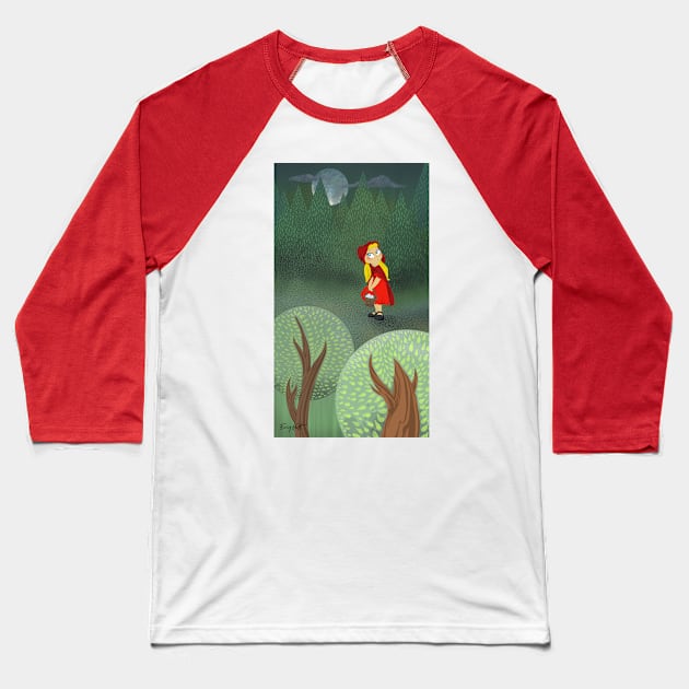 Little Red Lost in the Woods! Baseball T-Shirt by ErinKantBarnard